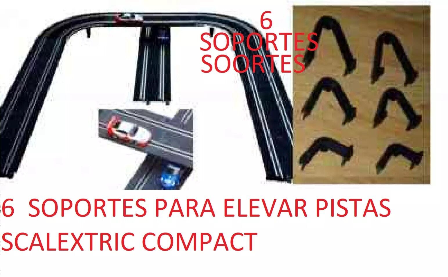 6 SOPORTES ELEVADORES PARA PISTAS COMPACT 1/43 Nuevas