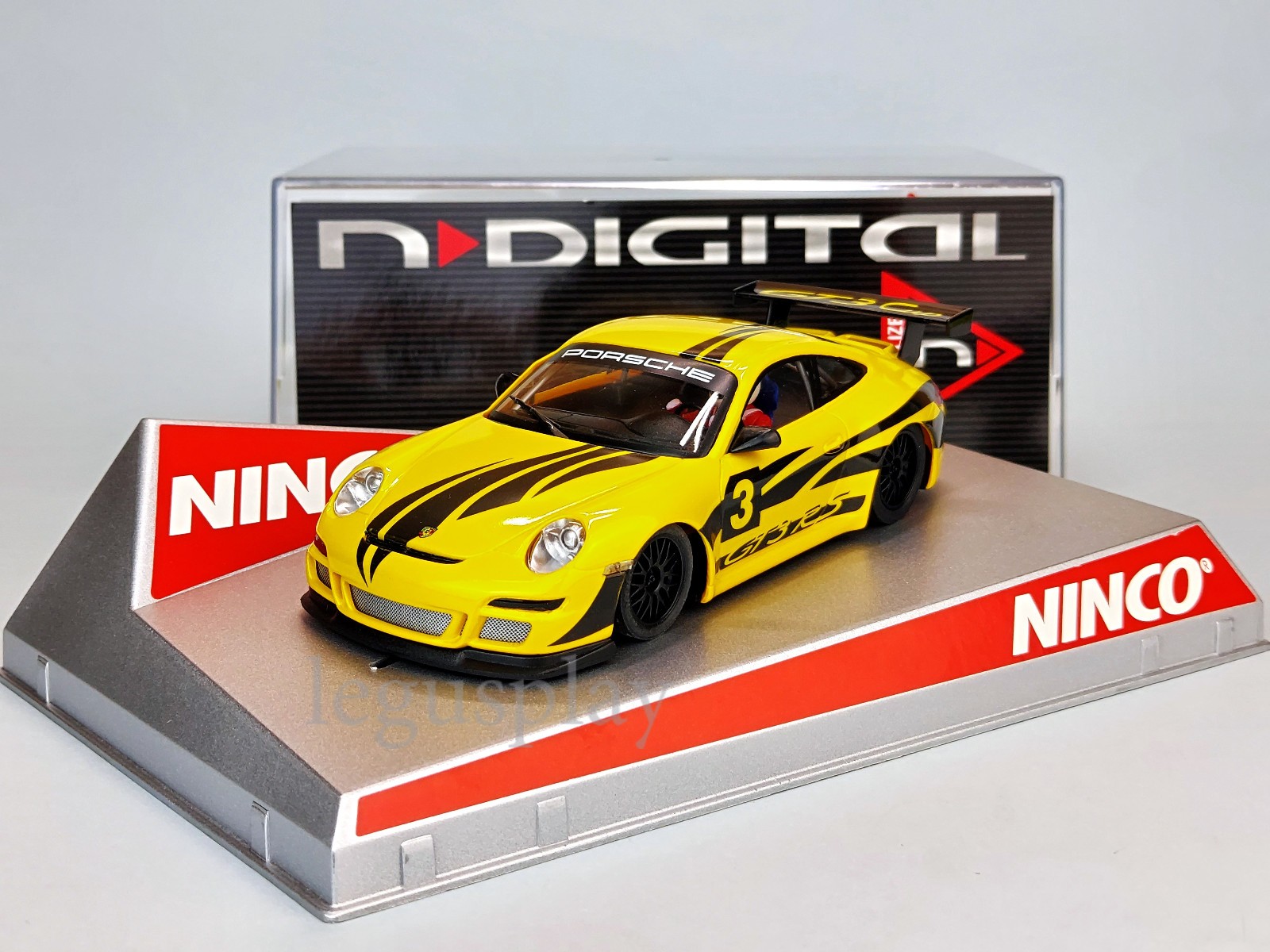 Slot car Scalextric Ninco 50475 Porsche 997 Yellow #3 GT Digital Slot Car 1:32