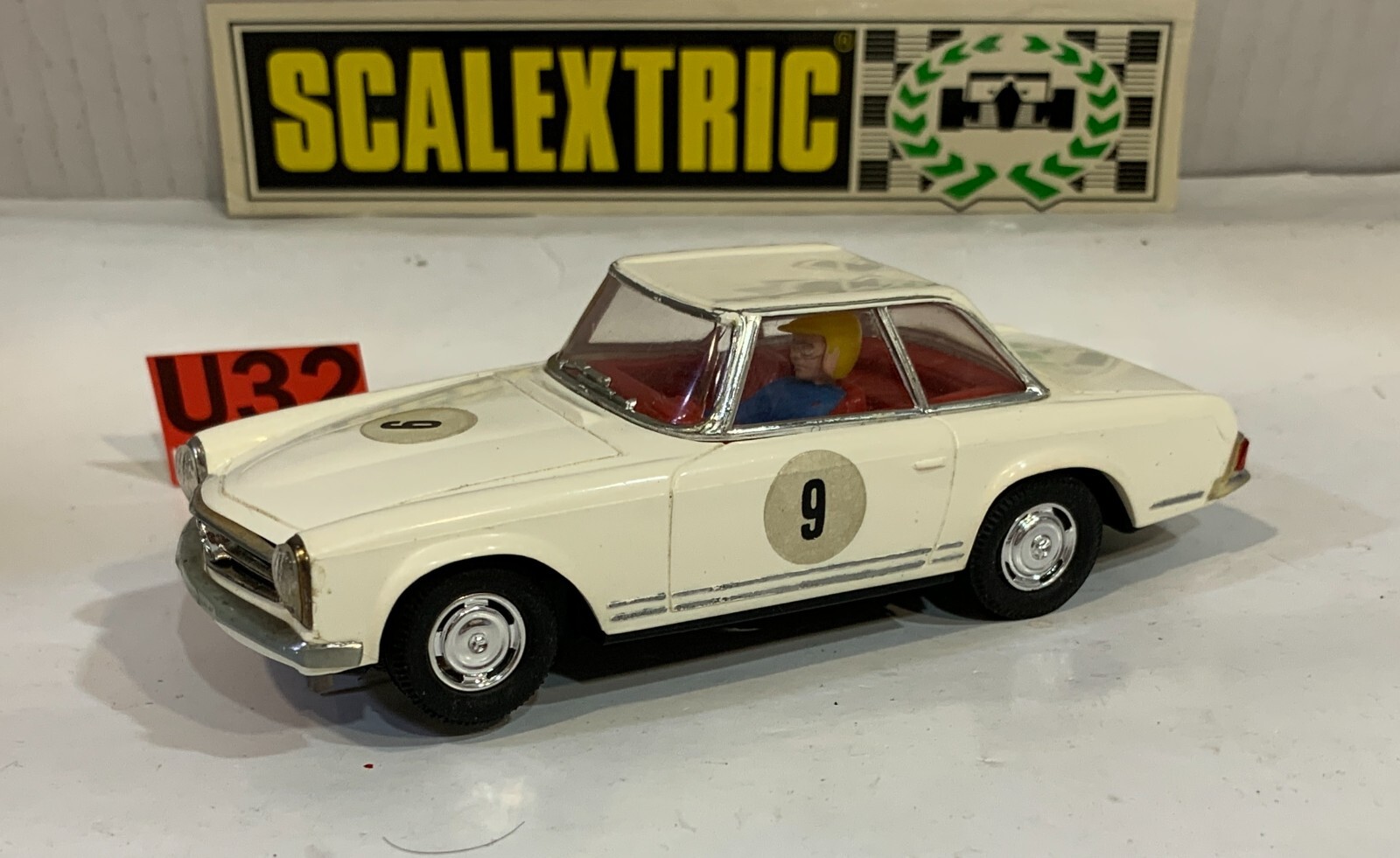 SLOT CAR SCX SCALEXTRIC EXIN C-32 MERCEDES 250SL #9 BLANCO CAPOTA BLANCA
