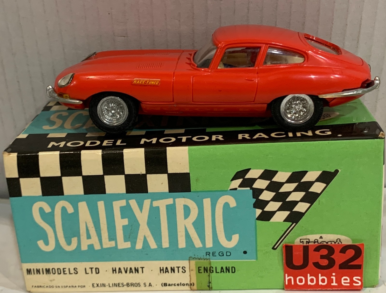 SLOT CAR SCX SCALEXTRIC EXIN C-34 JAGUAR E TYPE ROJO CLARO RACE TUNED