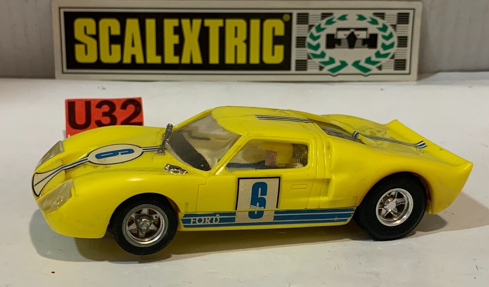 SLOT CAR SCX SCALEXTRIC EXIN C-35 FORD GT 40 #6 AMARILLO LIMON HECHO EN MEXICO