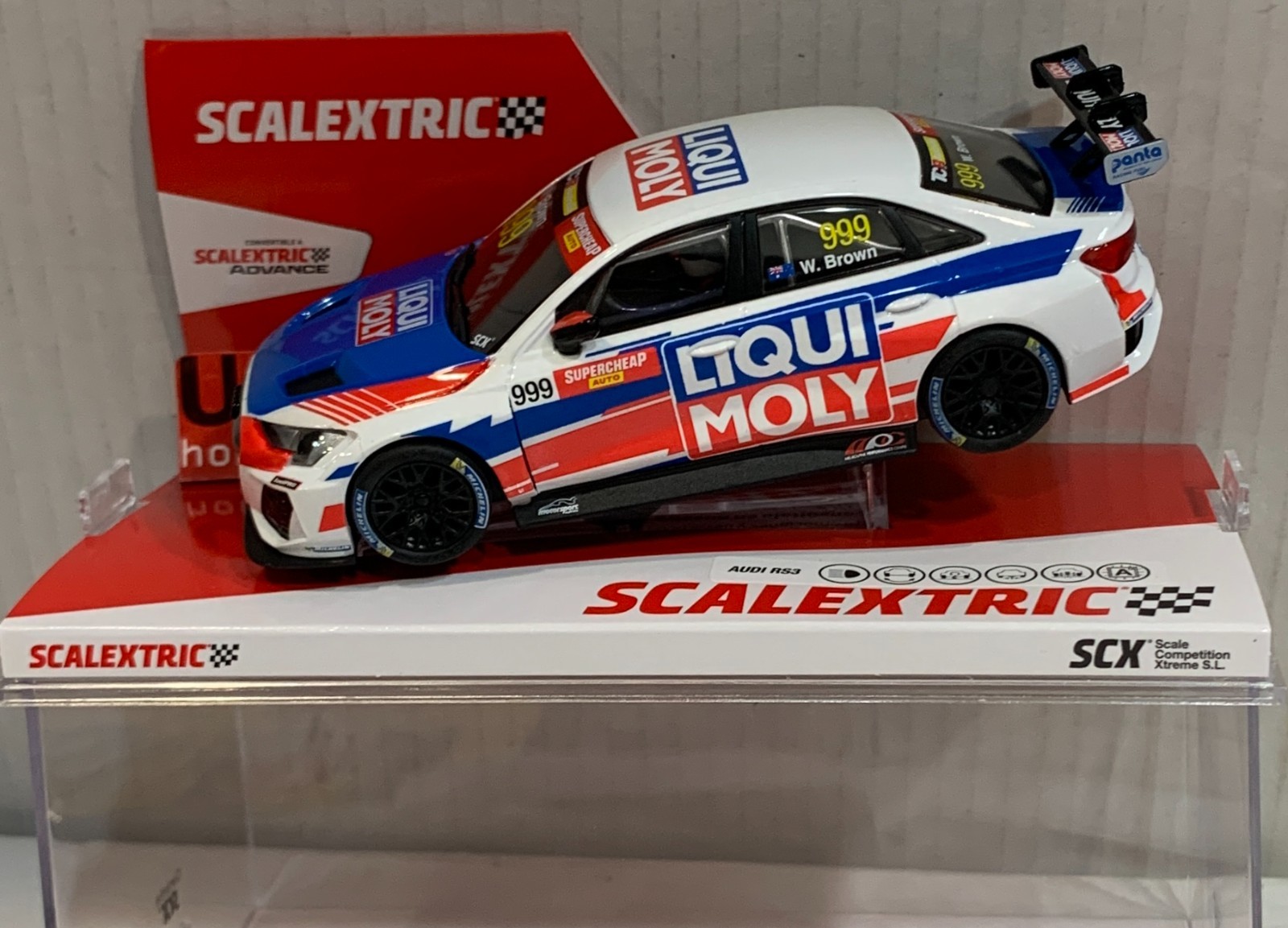 SLOT CAR SCX SCALEXTRIC U10556S300 AUDI RS3 LMS TCR. #999 LIQUI MOLY W.BROWN