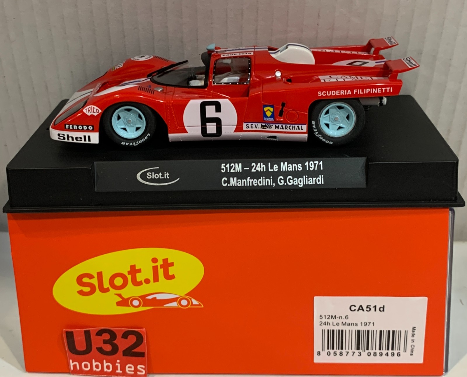 SLOT CAR SLOT.IT CA51D FERRARI 512M #6 24H LE MANS 1971 C.MANFREDINI-G.GAGLIARDI