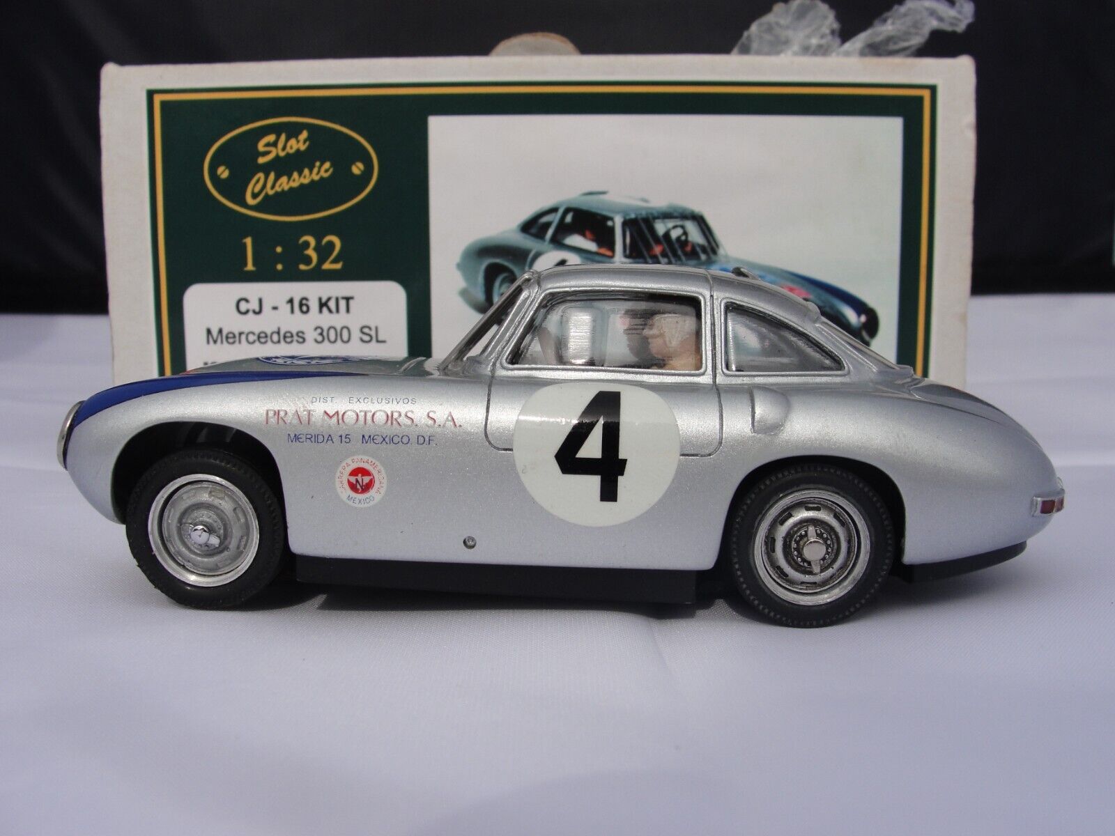 SLOT CLASSIC MERCEDES 300 SL PLATA #4 CJ-16 KIT 1:32 RANURA NUEVO STOCK ANTIGUO